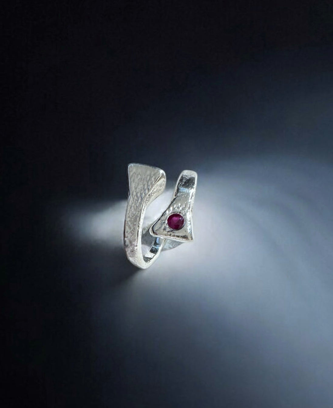 Silver Double nail with ruby