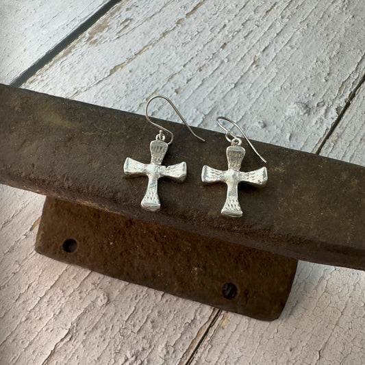 Nail Cross Dangle Earrings
