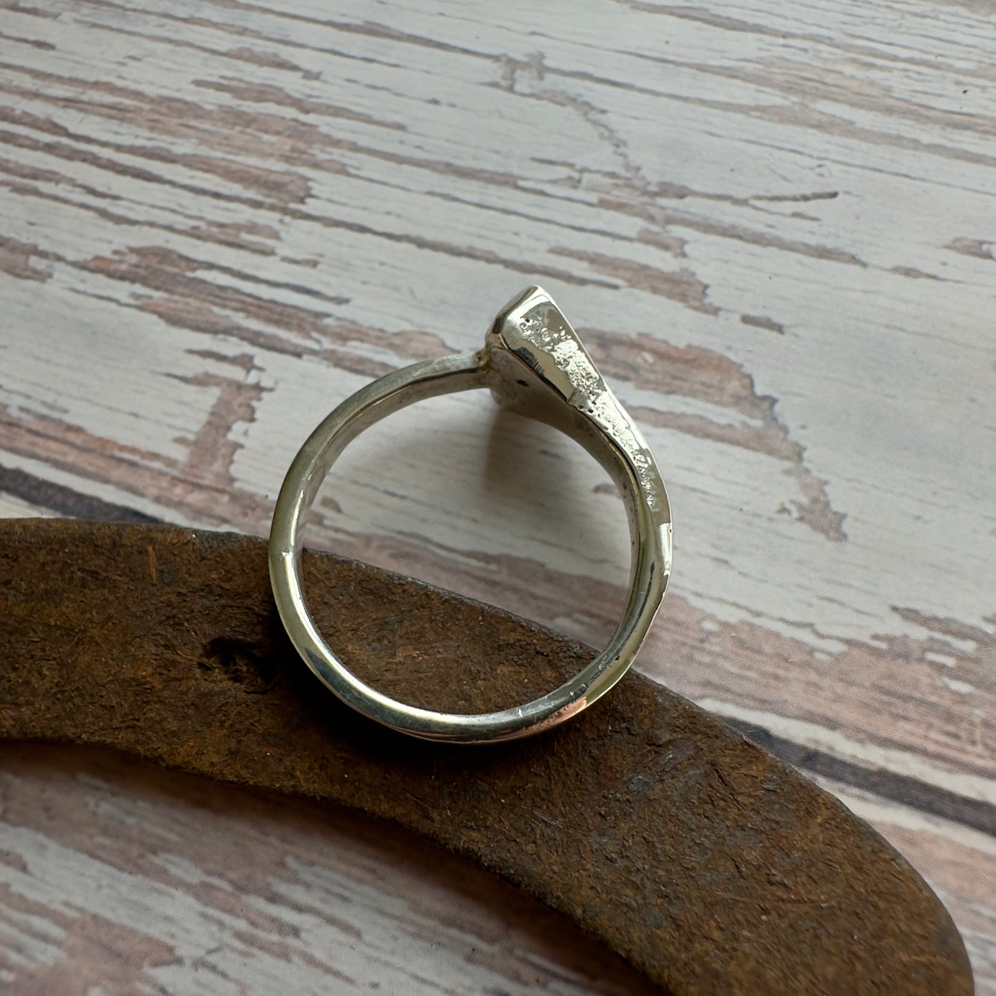Silver Horseshoe Nail Ring with Turquoise Inlay