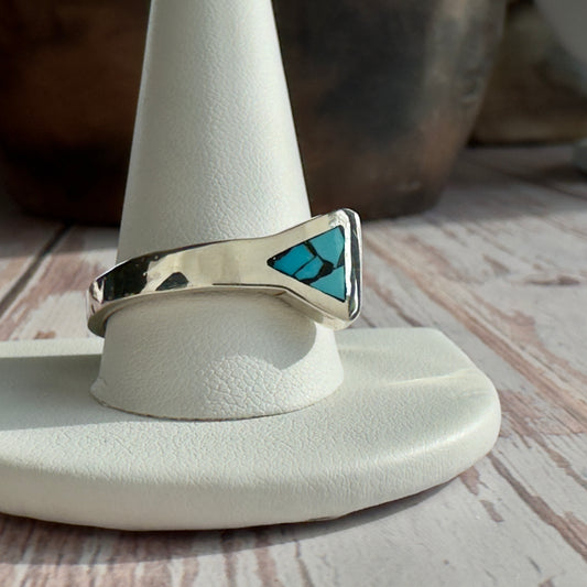 Silver Horseshoe Nail Ring with Turquoise Inlay