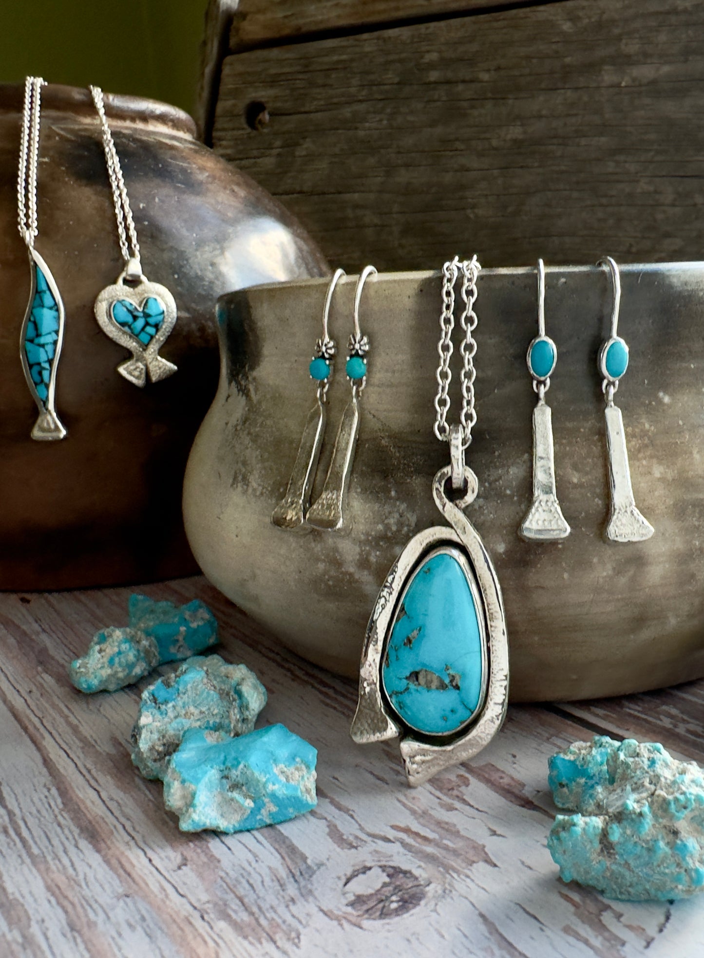 Double Nail Turquoise Pendant